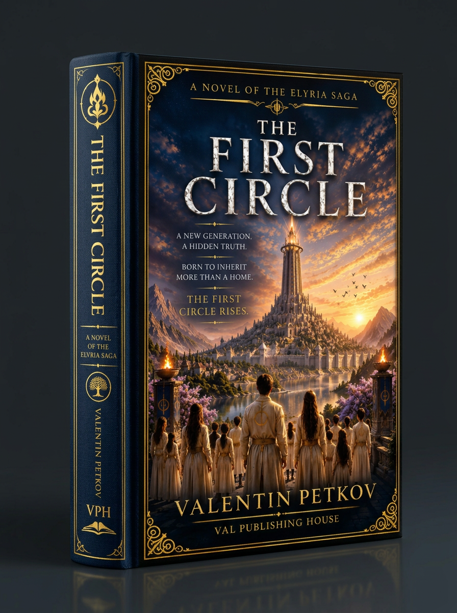 Front cover of The First Circle by Valentin Petkov — Elyria · The Saga edition published by Val Publishing House